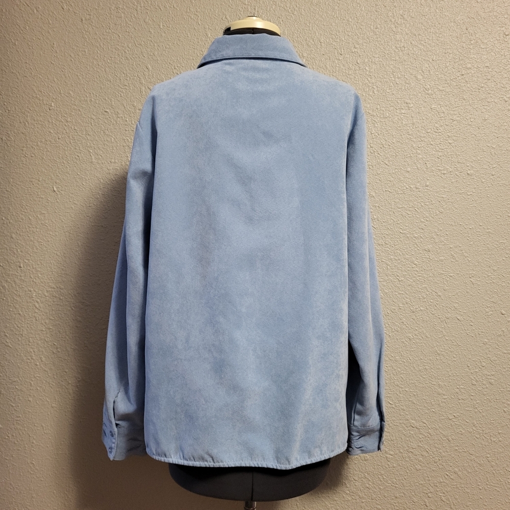 (relativity) Blue Brushed Longsleeve Button-Up Top Size Large - Picture 3 of 12